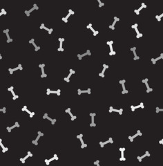 Gray and black chaotic bone pattern. Seamless vector background
