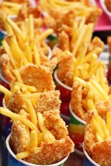 French fries and fried chicken nuggets delicious