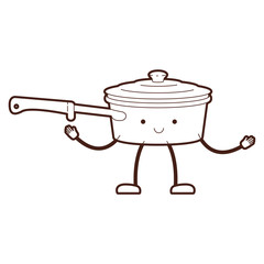 pan with handle and lid cartoon brown silhouette