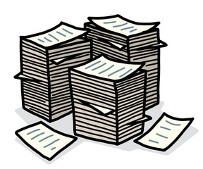 stack of papers / cartoon vector and illustration, hand drawn style, isolated on white background.