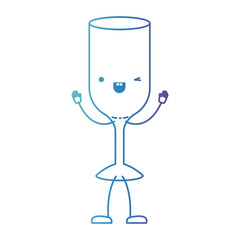 glass wine cartoon in degraded blue color contour