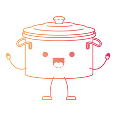 cooking pot with lid cartoon in degraded red color contour