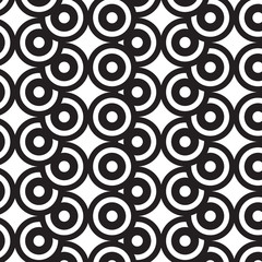 Overlap Circles Illusion Black And White Graphic Pattern Vector Illustration