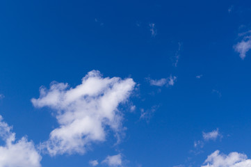 Fototapeta na wymiar bright blue sky with clouds and sun. cumulus, background, weather.