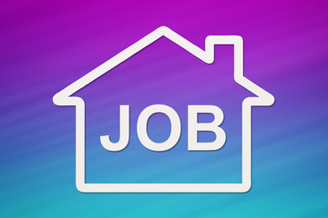 Paper house with JOB text inside. Abstract conceptual image
