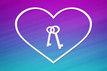 Paper heart with keys inside. Housing concept. Abstract conceptual image