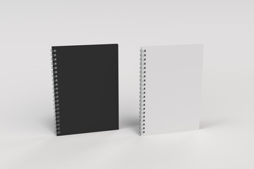 Two notebooks with spiral bound on white background