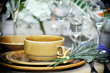 Close up detail of served table