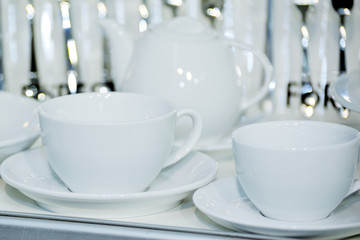 White dishes .