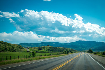 Journey through the national parks of the USA. Scenic road in Rocky Mountain National Park, Colorado