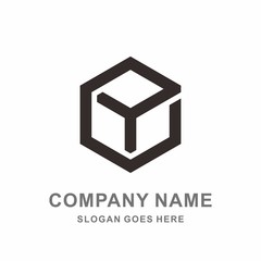 Geometric Hexagon Square Cube Space Box Architecture Interior Construction Business Company Stock Vector Logo Design Template 