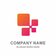 Colorful Square Pixel Data Link Connection Digital Technology Computer Business Company Stock Vector Logo Design Template