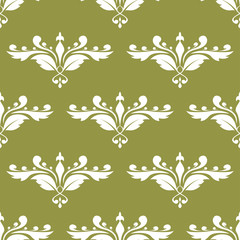 Olive green floral seamless pattern