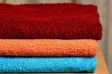 Pile of colored towels.