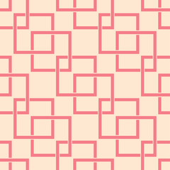 Pink and beige geometric ornament. Seamless pattern