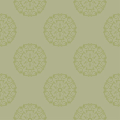 Olive green floral seamless pattern. Ornamental background