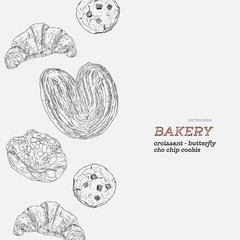 set of bakery, hand draw vector.