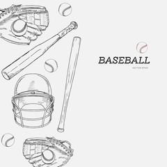 Set of baseball , hand draw sketch vector.