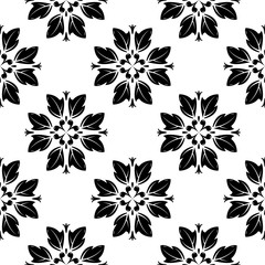Black and white floral seamless pattern