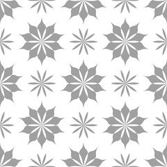 Gray floral ornament on white background. Seamless pattern