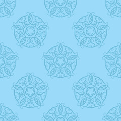 Vintage blue ornament. Floral seamless pattern