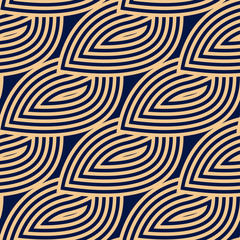 Fototapeta premium Geometric seamless pattern. Golden blue ornamental design