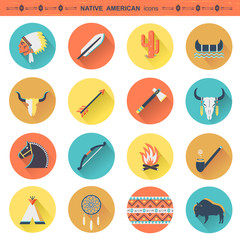 Native American indians icons isoated