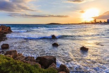 Nissi beach in Ayia Napa in stormy weather