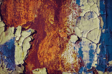 Rusty sheet with peeled paint