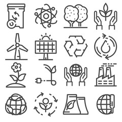 Icons for ecology, green technology.