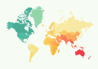 Fototapeta na wymiar High detail world map with color