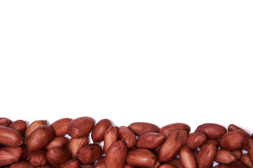 Peanuts isolated on white background. Food background.