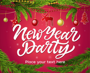 Fototapeta na wymiar New Year party - modern vector realistic illustration with place for text