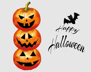 Halloween party invitation with scary pumpkins and a full moon