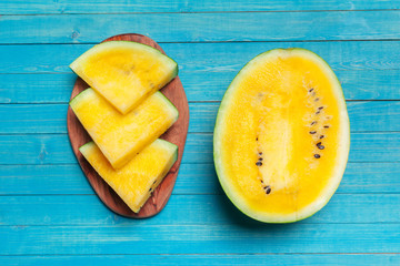 Slice yellow watermelon