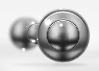 Tech blurred spheres and round circles with glossy and metallic surface