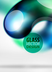 Digital techno abstract background, grey 3d space with glass curvy bubble