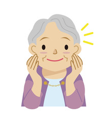 おばあさん　ひらめき　思いつく　上半身