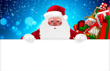 Happy Santa Claus, Cartoon Character, isolated on white. Merry Christmas and Happy New Year background. Hand drawn Vector Illustration, realistic 3d