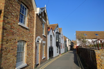 Fototapeta na wymiar Sea street with traditional houses in Whitstable, UK