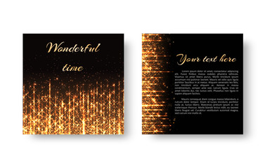 A glittering background with shining particles, golden rays and a bright light effect for New Year's congratulations.