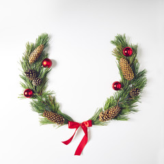Fototapeta na wymiar Christmas Wreath made of pine branches