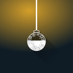 abstract christmas background with snowflakes and christmas ball, flat effect