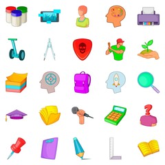 Exercise icons set, cartoon style