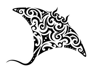 Maori style manta ray tattoo - obrazy, fototapety, plakaty