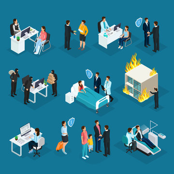 Isometric People And Insurance Collection