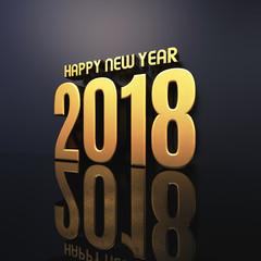 Happy New Year 2018 Text Design 3D Illustration
