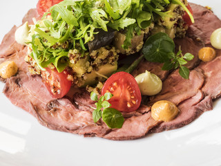 Slightly roasted tender meat of lamb