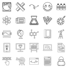 Study icons set, outline style