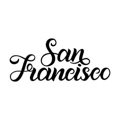 City logo isolated on white. Black label or logotype. Vintage badge calligraphy in grunge style. Great for t-shirts or poster. San Francisco, USA, America